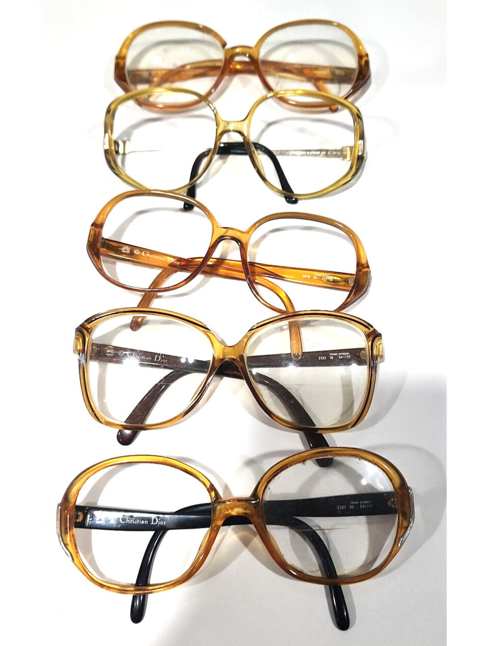 Christian Dior Vintage lot of 5 Bent Clipped Rim Women Eyeglasses Parts/Repair